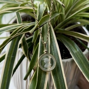 Vintage Whiting & Davis Clear Crystal Intaglio Cameo Necklace Romantic Victorian